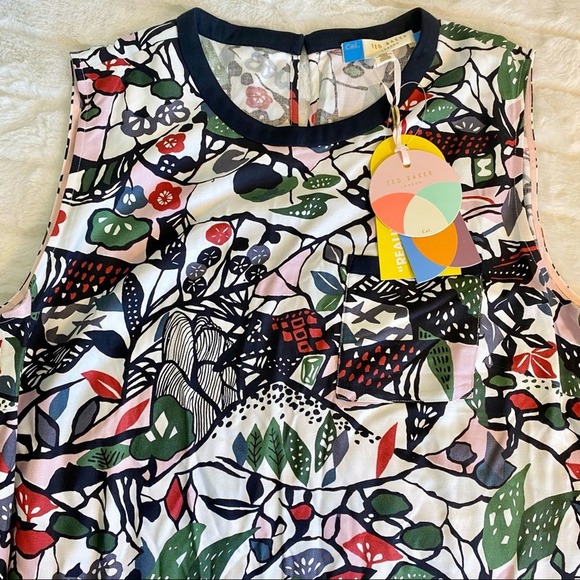 NWT Ted Baker Bias Cut Drop Waist Floral Dress - Picture 6 of 10